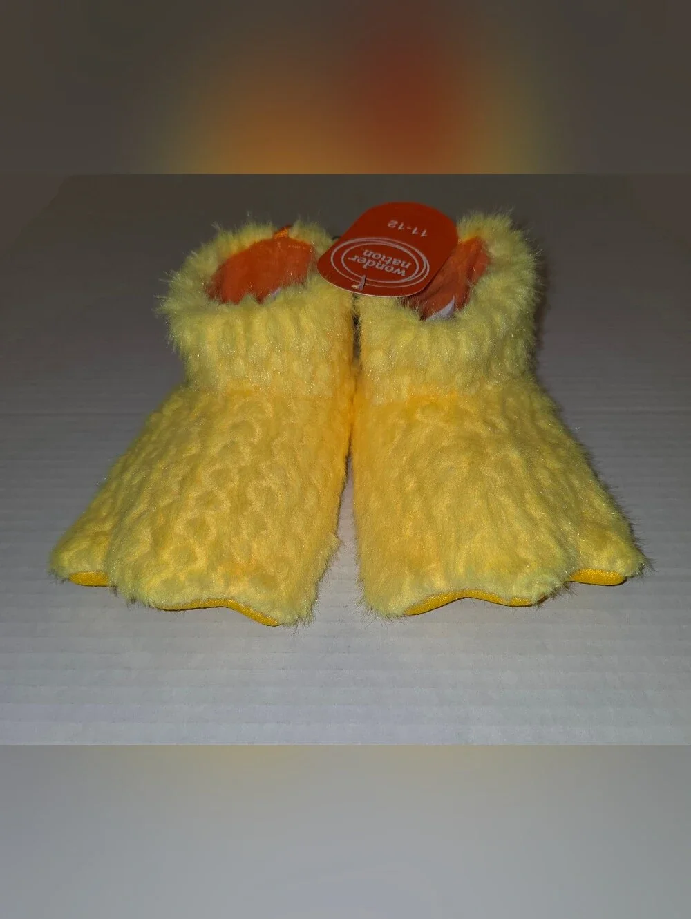 wonder nation Yellow Fuzzy Duck Foot Children's Slippers Sz 11-12